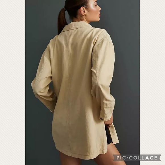 Anthropologie Pilcro Summer Linen Blend Blazer in Neutral - Picture 10 of 11